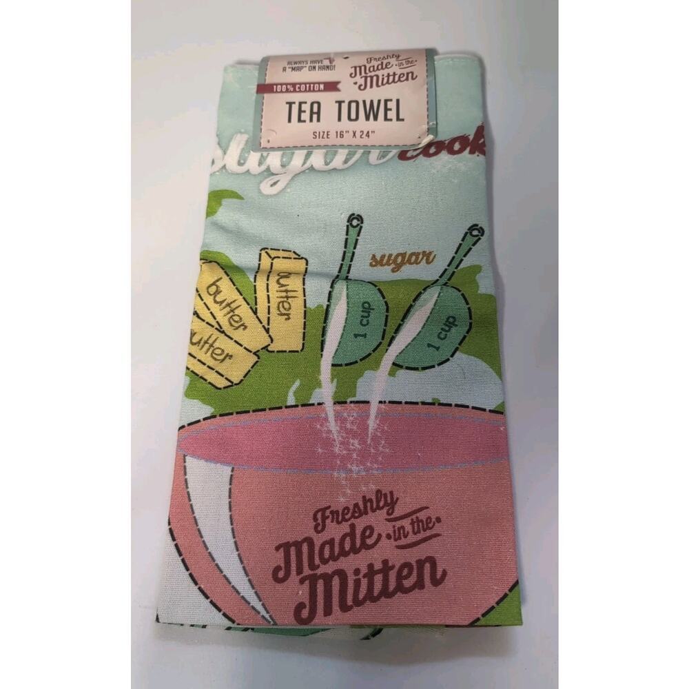 Michigan Mittens Tea Towel Cotton Always Have A Map On Hand 16" By 24"